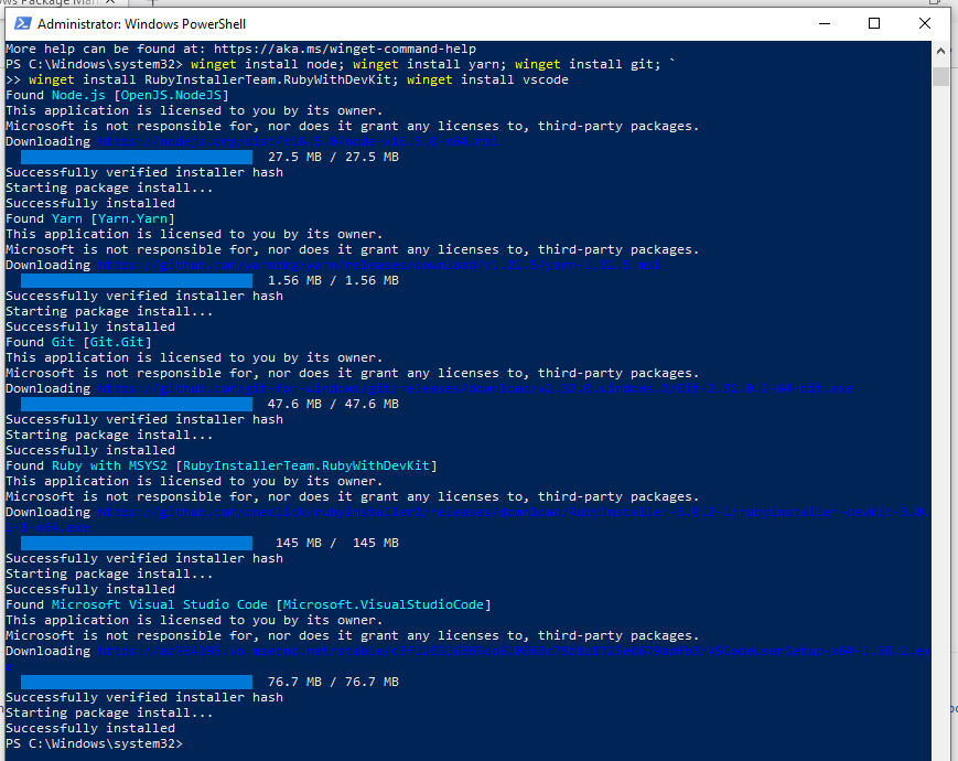 PowerShell after packages installed with winget