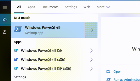 Open PowerShell as administrator